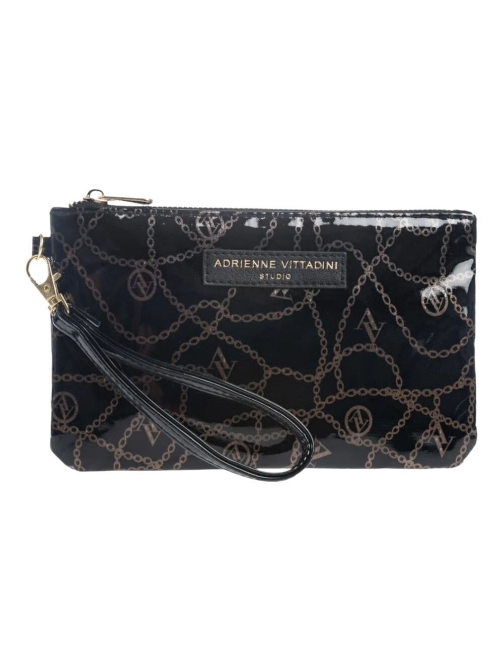 Adrienne Vittadini Black Patent Charging Wristlet Wallet